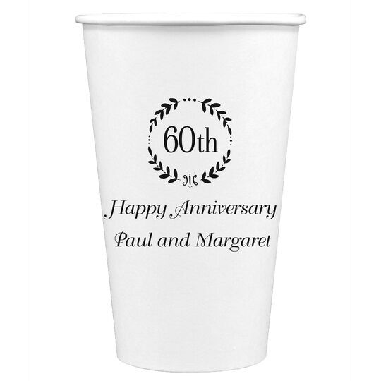 60th Wreath Paper Coffee Cups